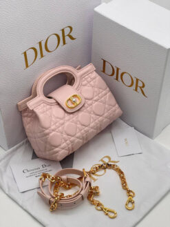 Женская кожаная сумка Dior Jolie Top Handle Mini Bag 18.5 x 13 x 8.5 cm A136883 Pink
