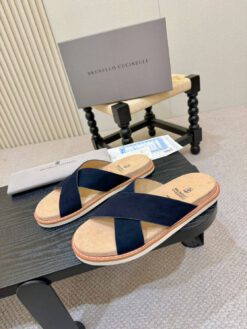 Шлёпанцы Brunello Cucinelli мужские 137532 синие