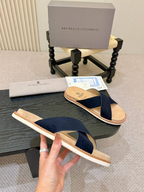 Шлёпанцы Brunello Cucinelli мужские 137532 синие фото 2 Шлёпанцы Brunello Cucinelli мужские 137532 синие - фото 2