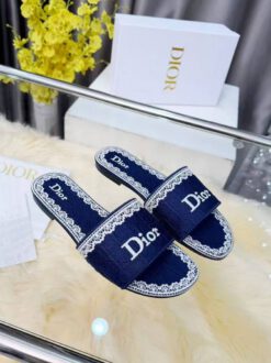 Шлёпанцы женские Christian Dior Dentelle A137265 синие - фото 5