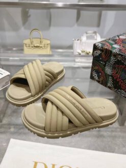 Шлёпанцы женские Christian Dior D-Cross A137331 бежевые