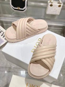 Шлёпанцы женские Christian Dior D-Cross A137365 бежевые
