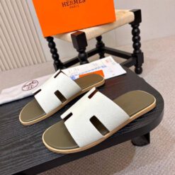 Шлёпанцы мужские кожаные Hermes A137583 белые