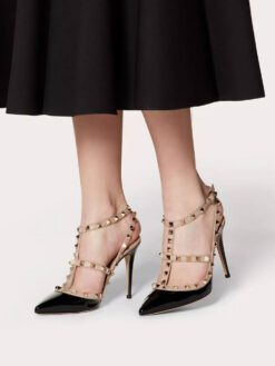 Босоножки Valentino Garavani Rockstud Kidskin Pumps 100mm Premium Black-Beg