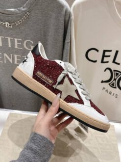 Кеды женские Golden Goose Premium A138379 белые-бордо