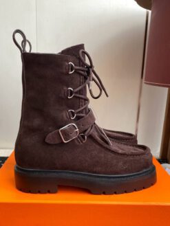 Ботильоны Hermes Land Ankle Boot H252258Z Premium Suede Calfskin Brown