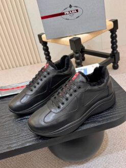 Мужские кроссовки Prada A138900 зимние с мехом чёрные