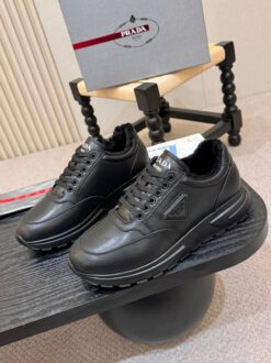 Мужские кроссовки Prada A138921 зимние с мехом чёрные