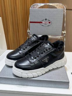 Мужские кроссовки Prada A138968 зимние с мехом чёрные