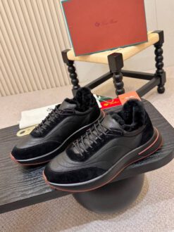 Мужские кроссовки Лоро Пиано Weekend Walk Evo Suede Leather Fur Premium F.Black