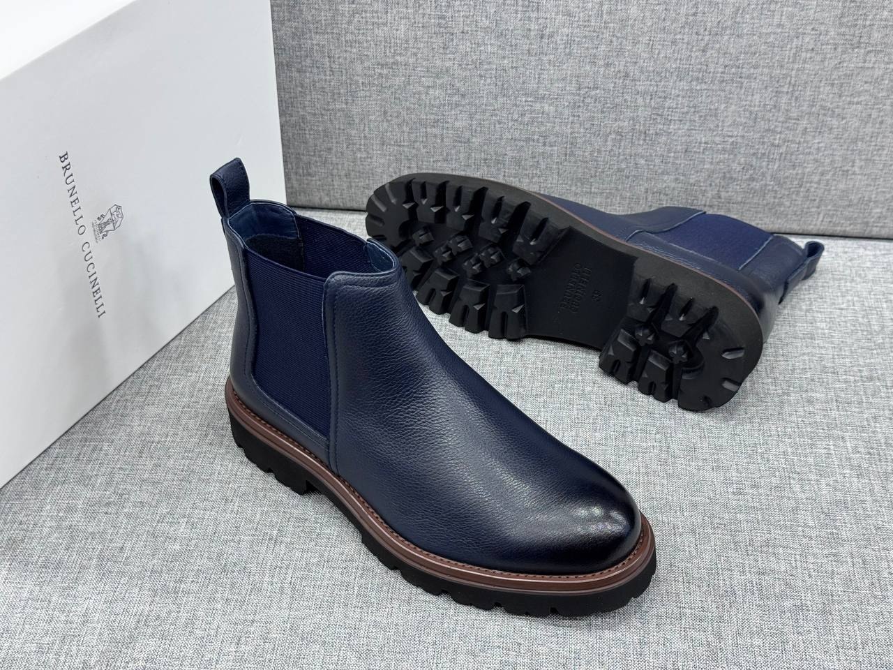 Ботинки Brunello Cucinelli Man Leather A139362 Blue фото 2 Ботинки Brunello Cucinelli Man Leather A139362 Blue - фото 2