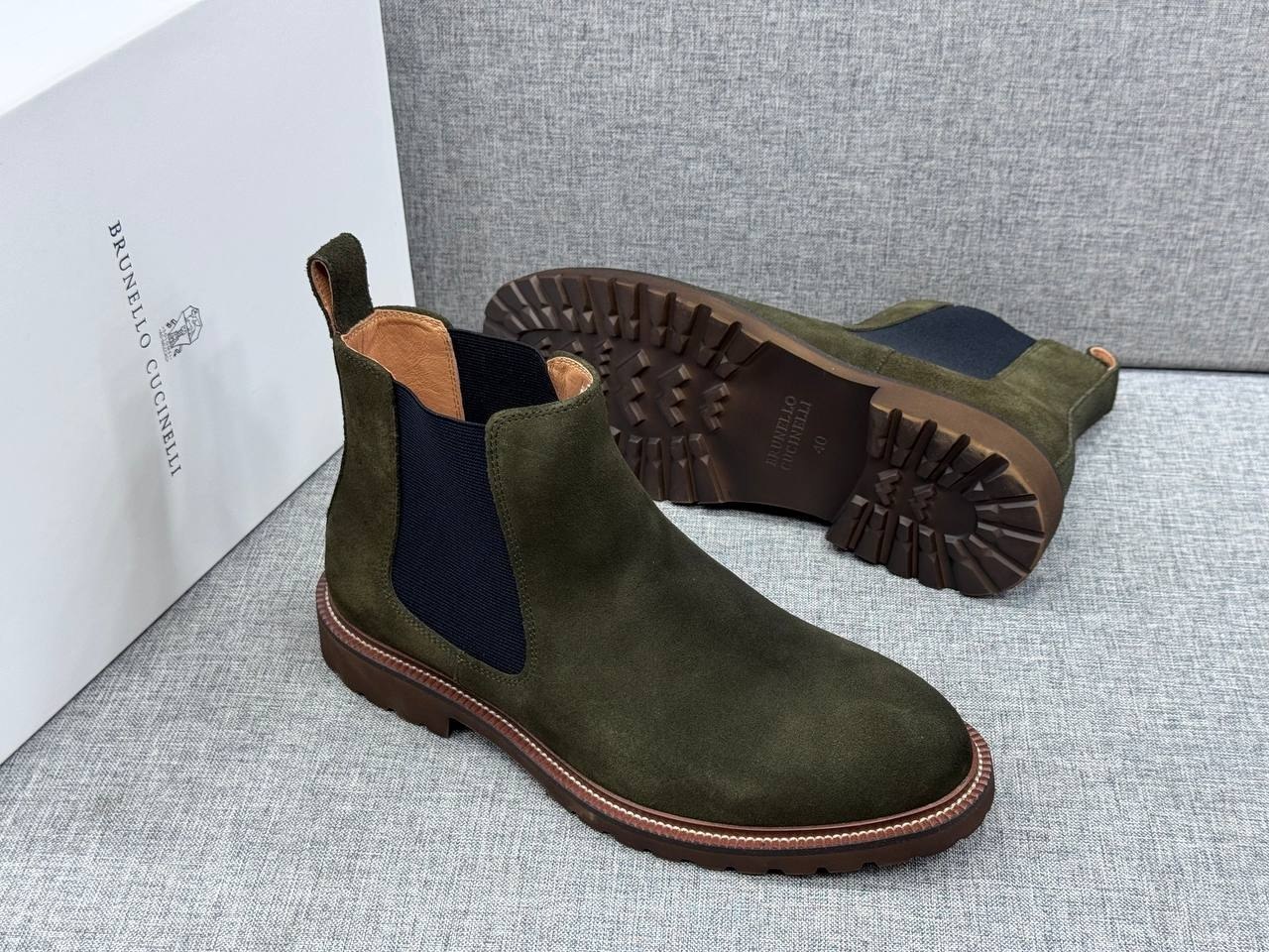 Ботинки Brunello Cucinelli Man Leather A139380 Khaki фото 2 Ботинки Brunello Cucinelli Man Leather A139380 Khaki - фото 2